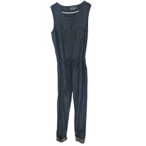 Morgan City Size XL Womens Jumpsuit Blue Chambray Lyocell Sleeveless Belted